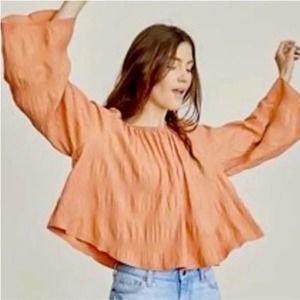 Elizabeth and James Nutmeg Orange‎ Boho Bell Sleeve Off Shoulder Blouse Size XS